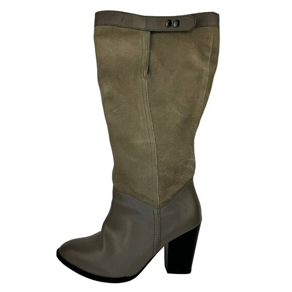 LEGROOM | Gray/Tan Faux Leather & Suede Heel Boots | Women's 6 - Picture 1 of 11